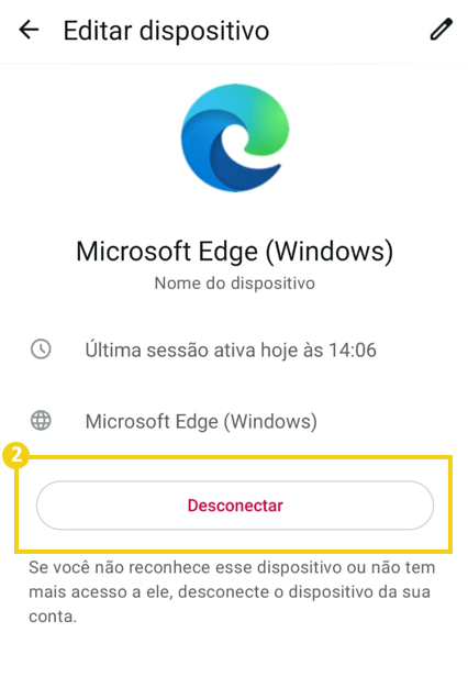 Imagem mostra a tela do WhatsApp com o botão para "Desconectar"
